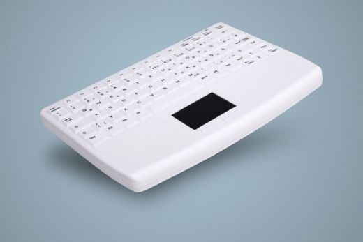 AK-4450-GFUVS-W, Compact sanitizable wireless keyboard with touchpad in front, IP68