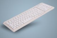 AK-7000-x-W, kompakte Desktop Tastatur mit Nummernblock, lichtgrau, kabelgebunden
