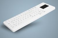 AK-C4400F-GFUS-W, desinfizierbare Funk Tastatur mit Touchpad, geeignet für Hygiene, weiß